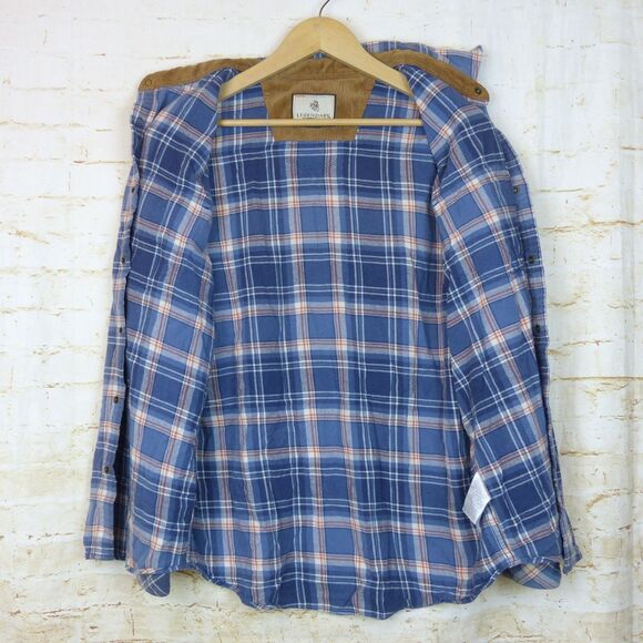Legendary Whitetails Shirt Mens L Blue Plaid Western Flannel Stockyards Shotgun - Picture 13 of 16